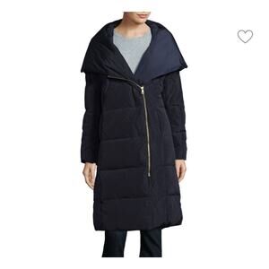 COLE HAAN Portrait Collar Puffer Coat Women Size S Blue